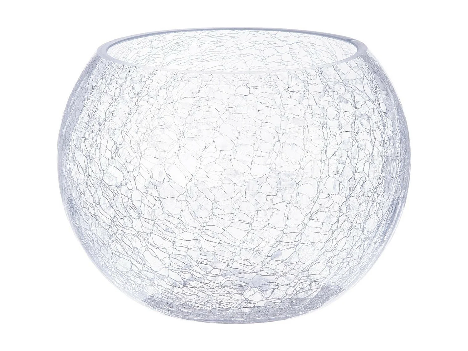 Vase Boule en Verre "Craquelé" 20cm Transparent