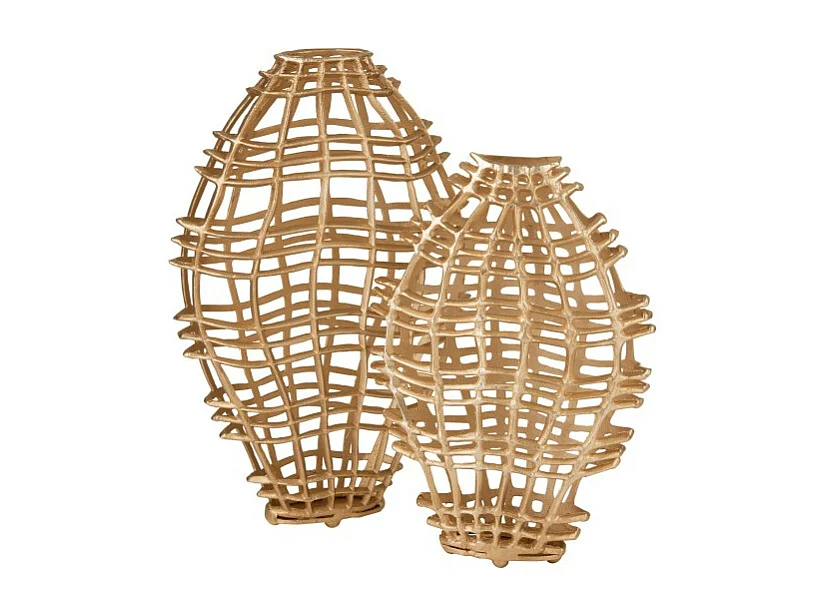 Jarrón decorativo de aluminio dorado 52x21.5x82 cm