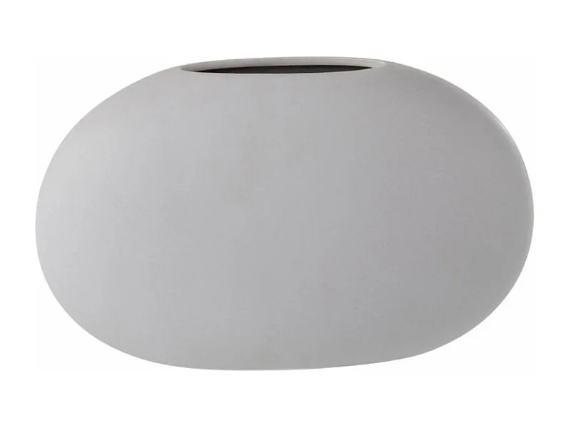 Jarrón ovalado de cerámica color malva de 27x17x10 cm