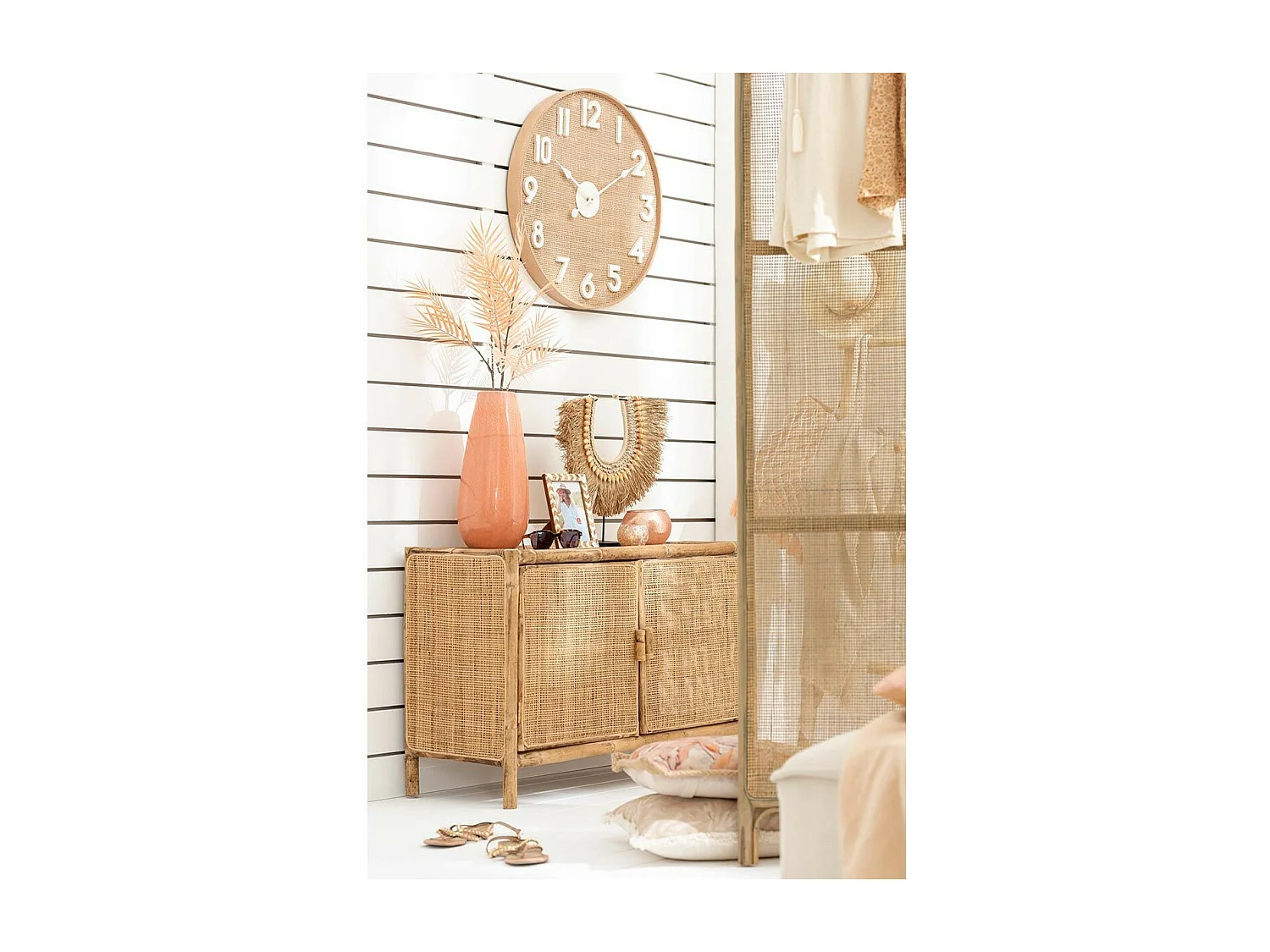 Vase en Céramique Design "Uni Rond" 48cm Orange