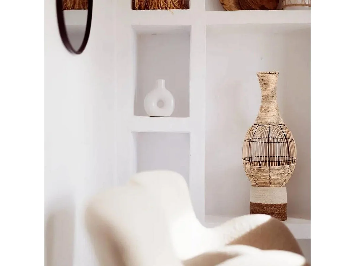 Vase Déco en Rotin "Idylle Folk" 63cm Naturel