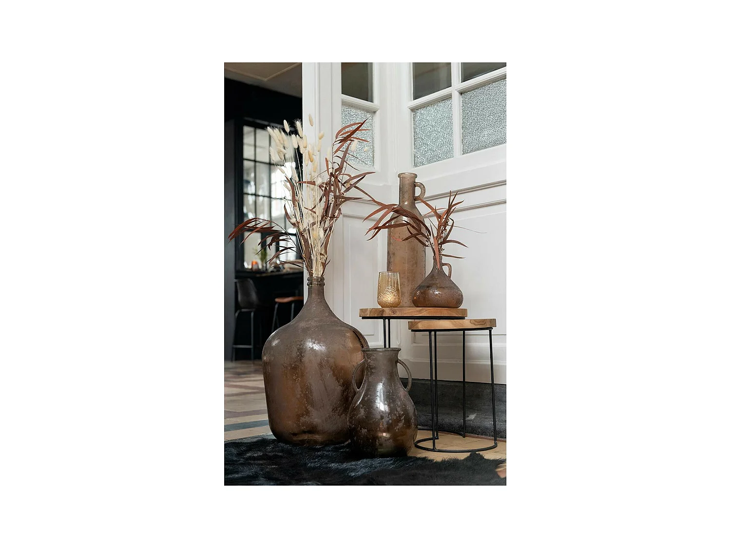 Vase Design en Verre "Puisa" 32cm Marron