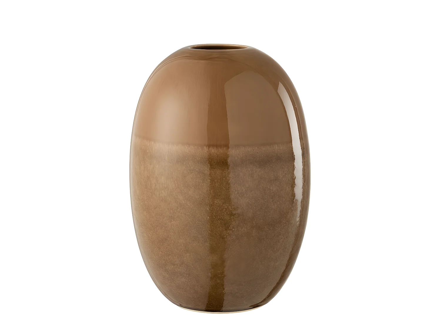 Jarrón ovalado de cerámica marrón 21x21x30 cm