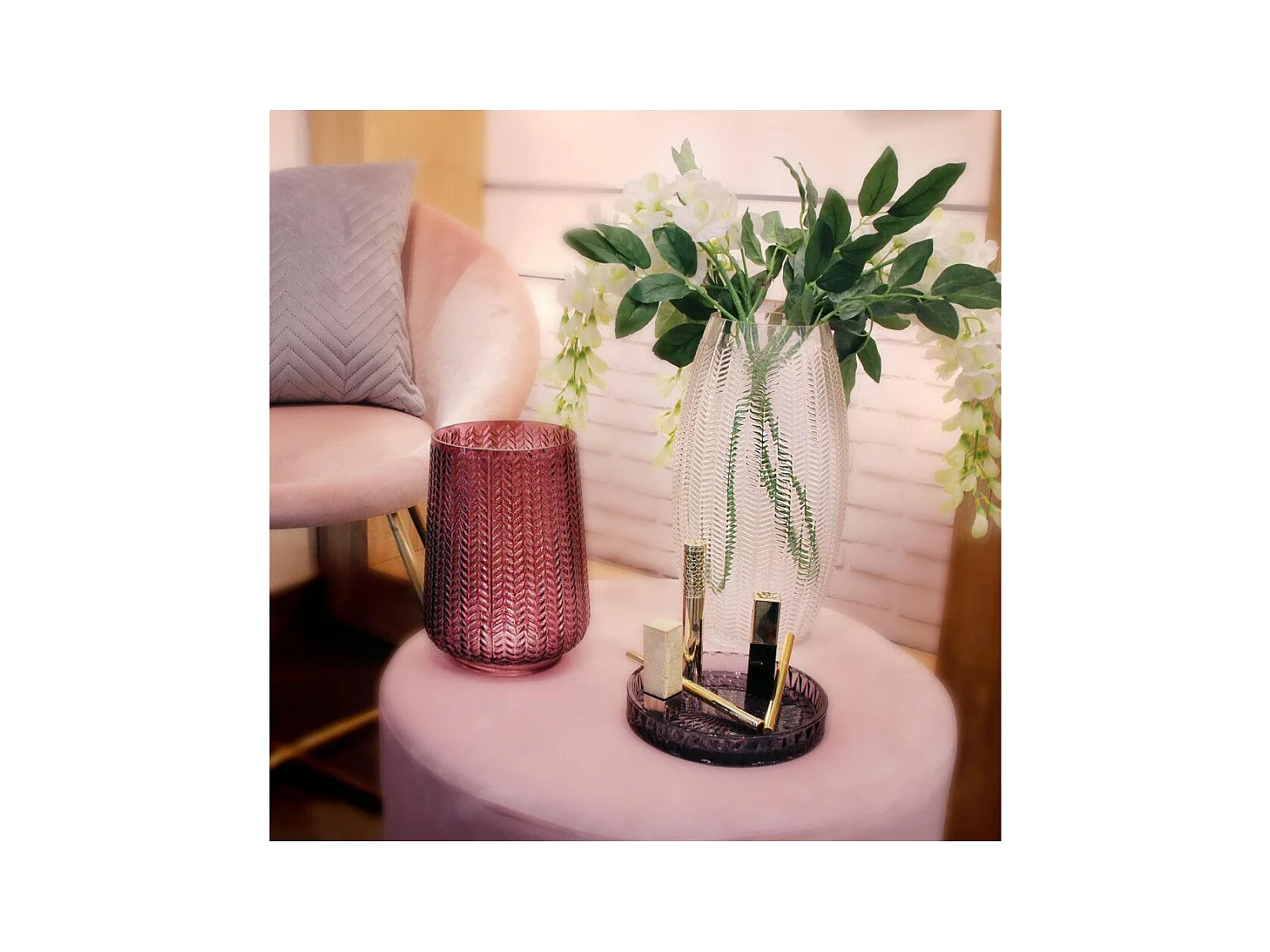 Vase Déco en Verre "Magnolia" 30cm Transparent