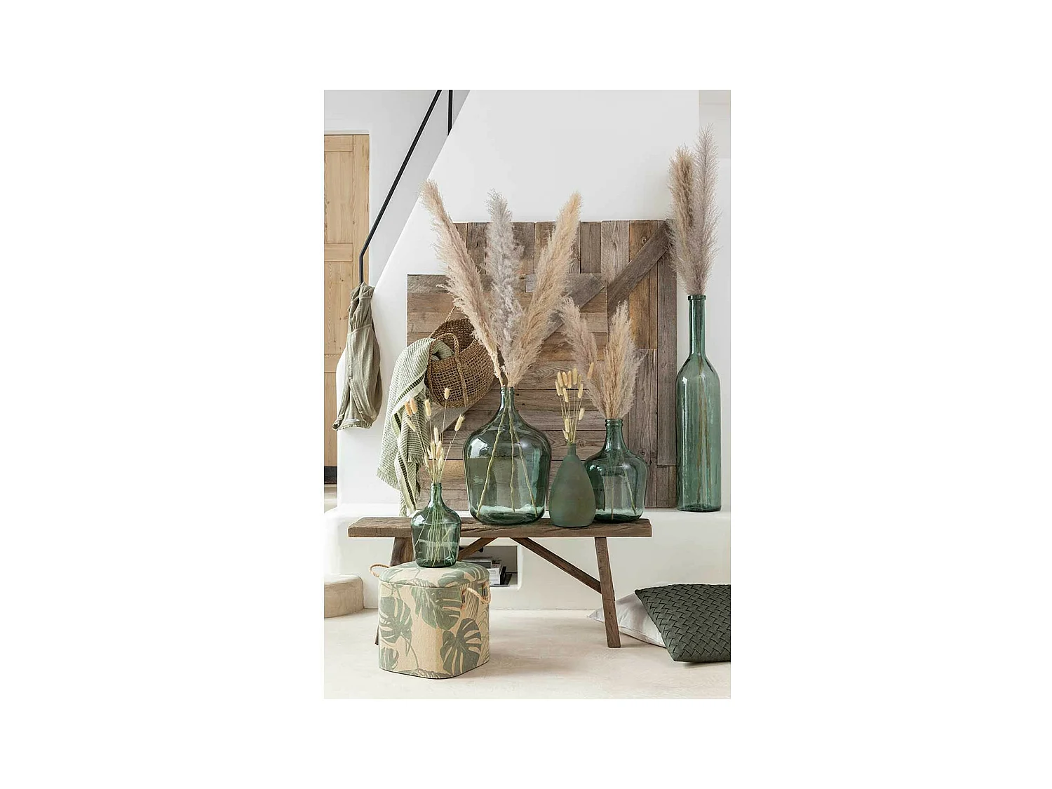 Vase Design en Verre "Carafe" 56cm Vert