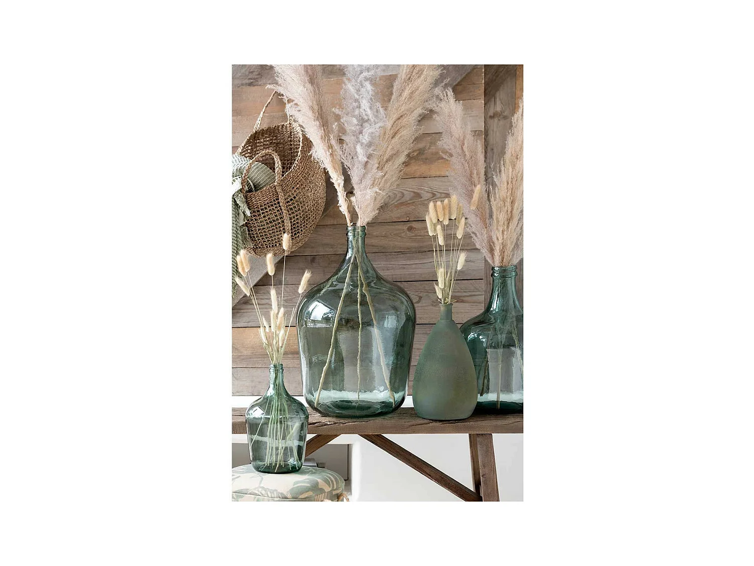 Vase Design en Verre "Carafe" 56cm Vert
