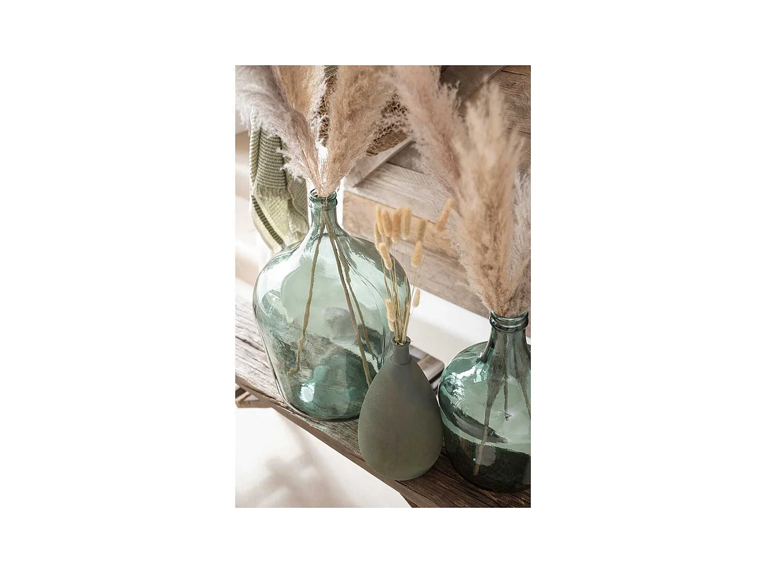 Vase Design en Verre "Carafe" 56cm Vert