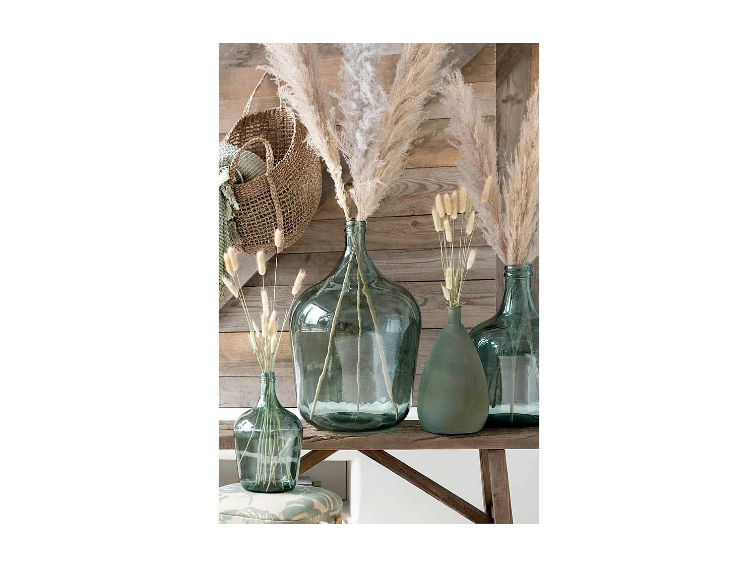 Vase Design en Verre "Carafe" 56cm Vert