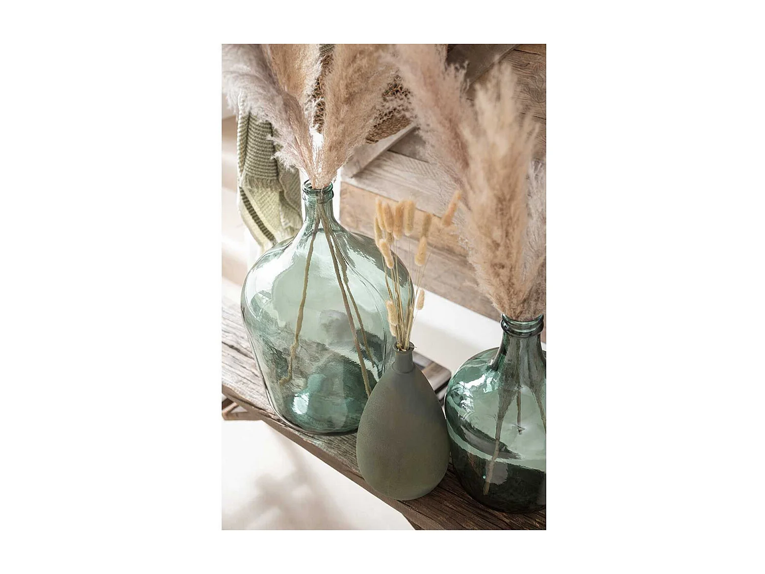 Vase Design en Verre "Carafe" 56cm Vert