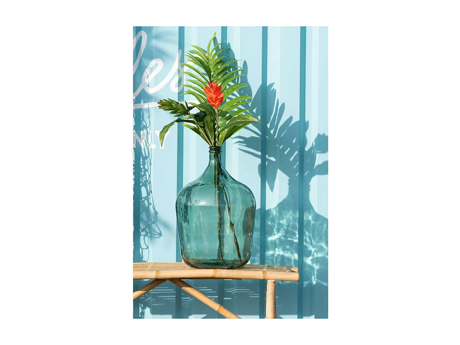 Vase Design en Verre "Carafe" 56cm Vert