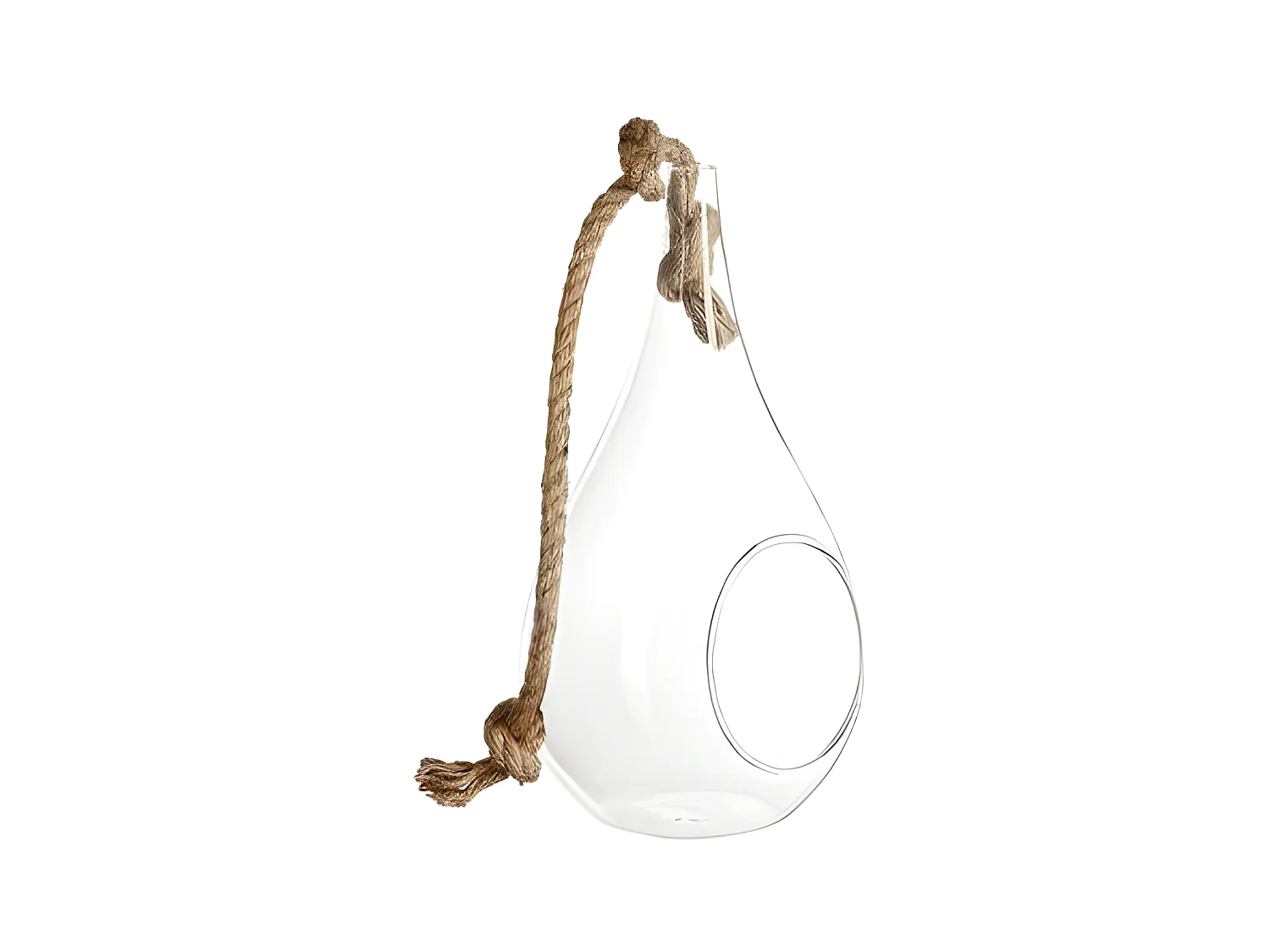 Vase Suspendu & Corde "Goutte" 25cm Transparent