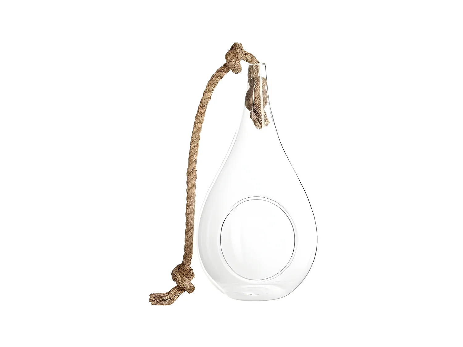 Vase Suspendu & Corde "Goutte" 25cm Transparent