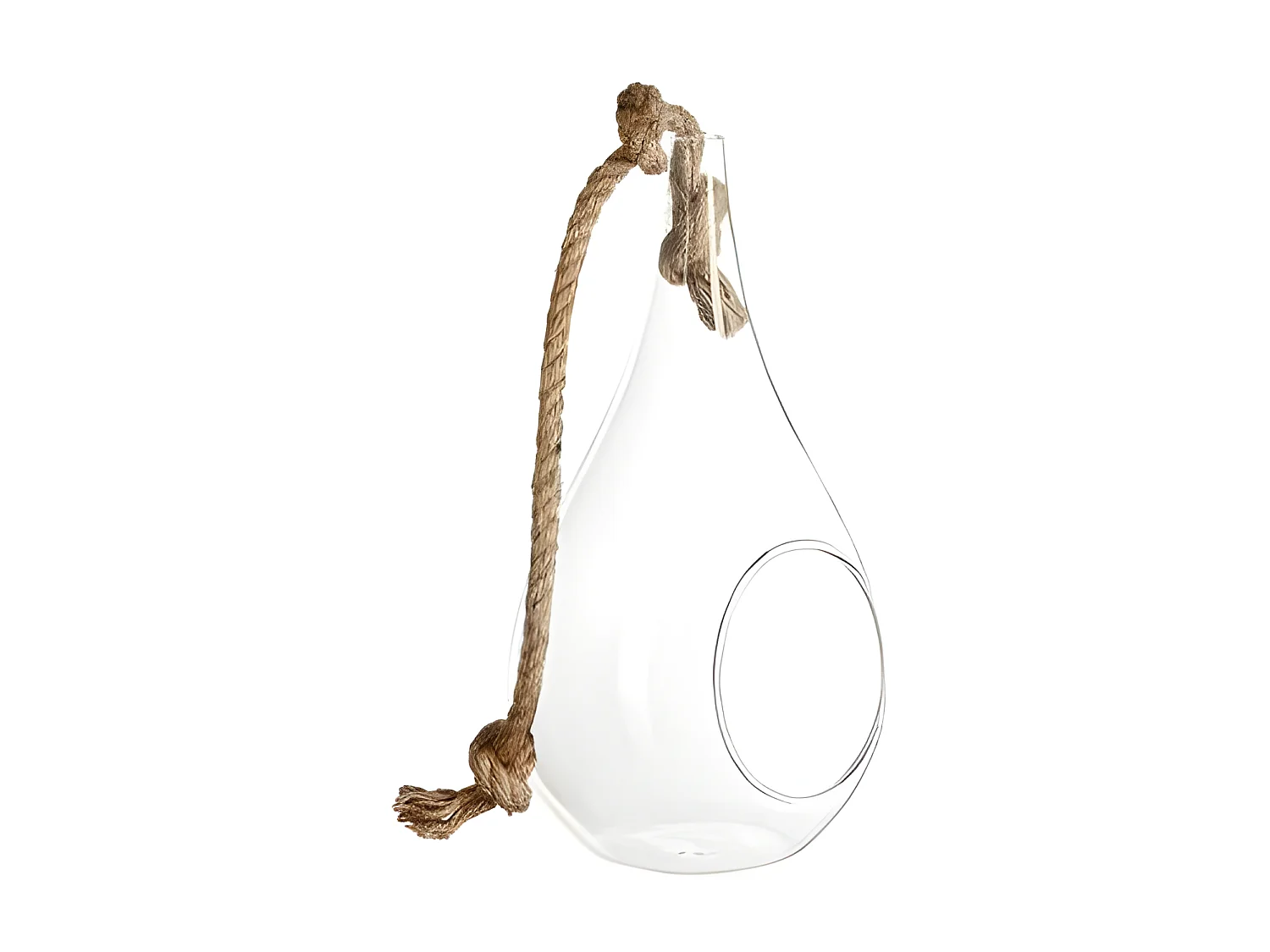 Vase Suspendu & Corde "Goutte" 25cm Transparent