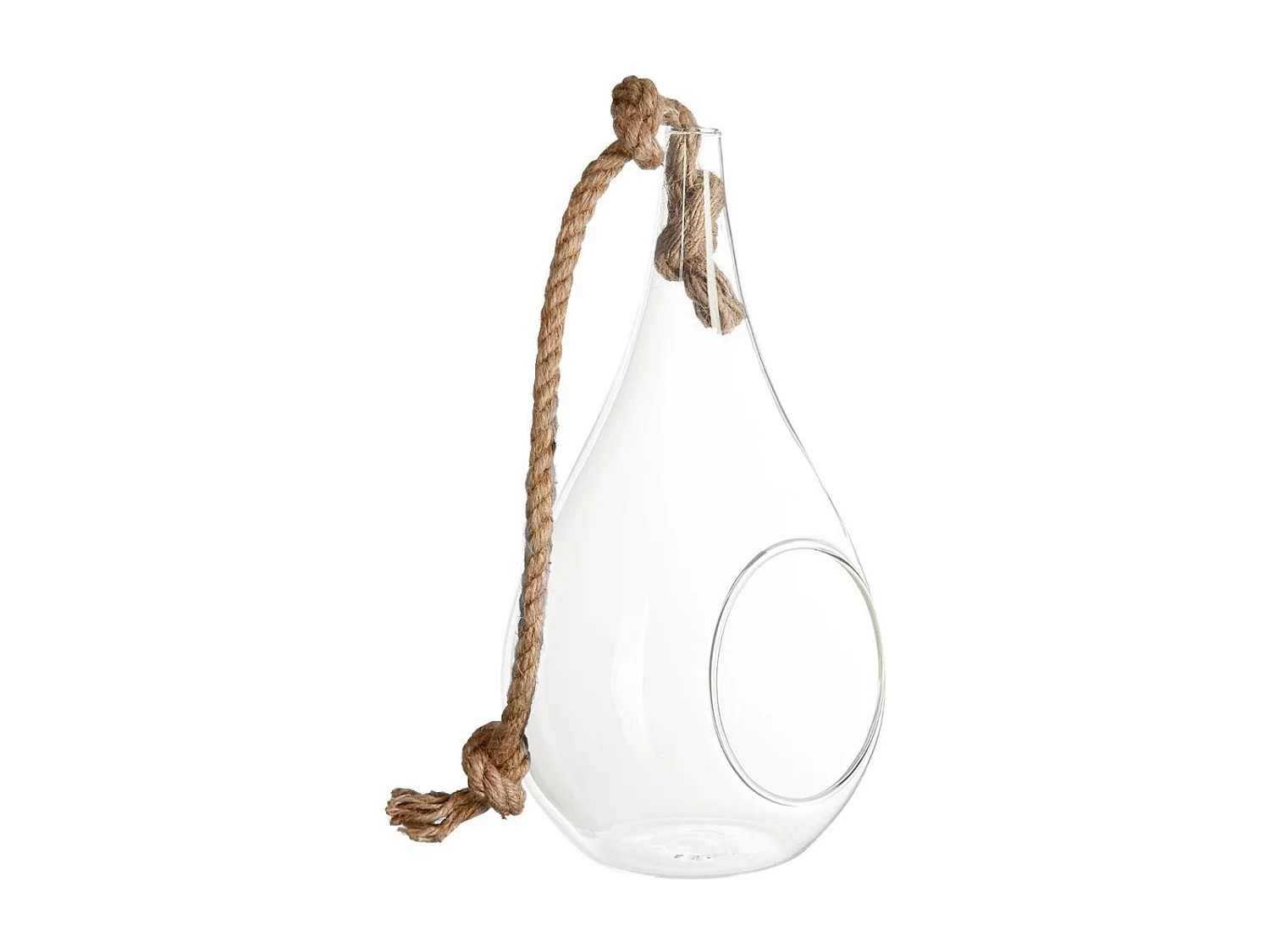 Vase Suspendu & Corde "Goutte" 25cm Transparent