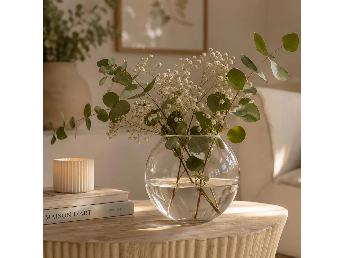 Vase en Verre "Boule" 30cm Transparent