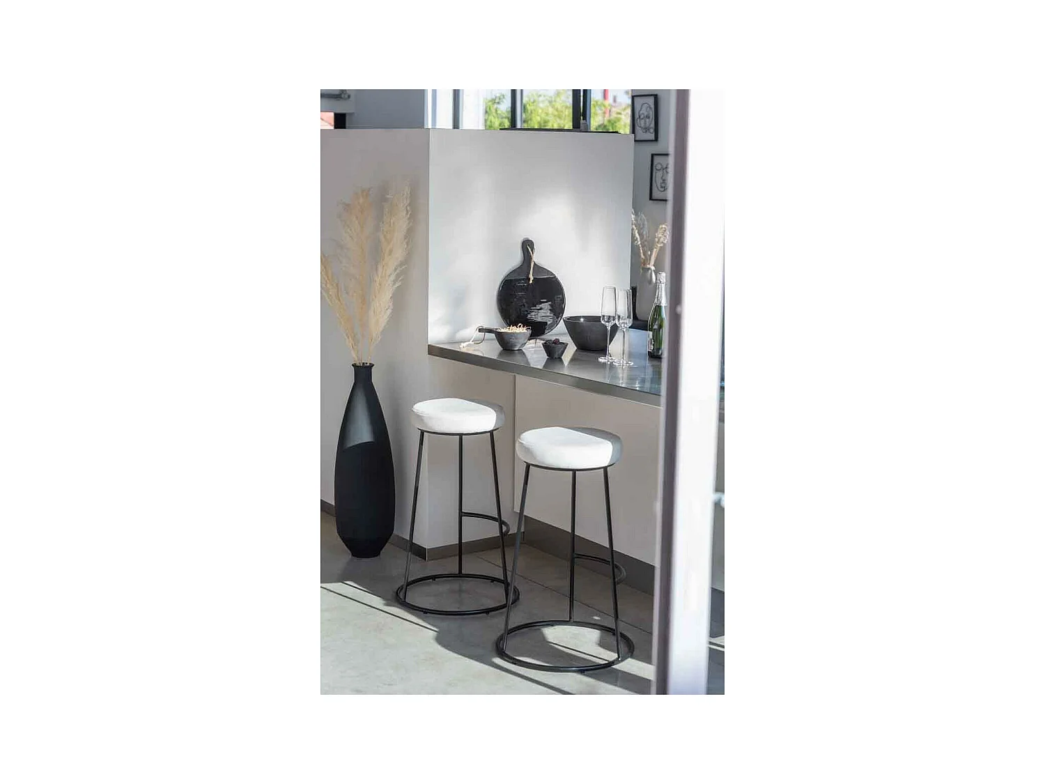 Vase Design en Verre "Gentle" 80cm Noir Mat