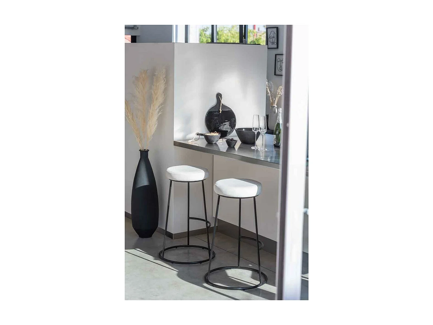 Vase Design en Verre "Gentle" 80cm Noir Mat