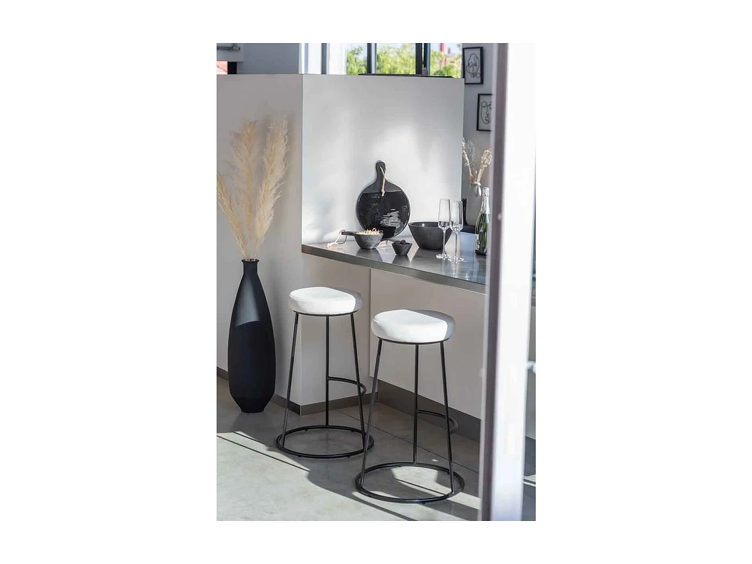 Vase Design en Verre "Gentle" 80cm Noir Mat