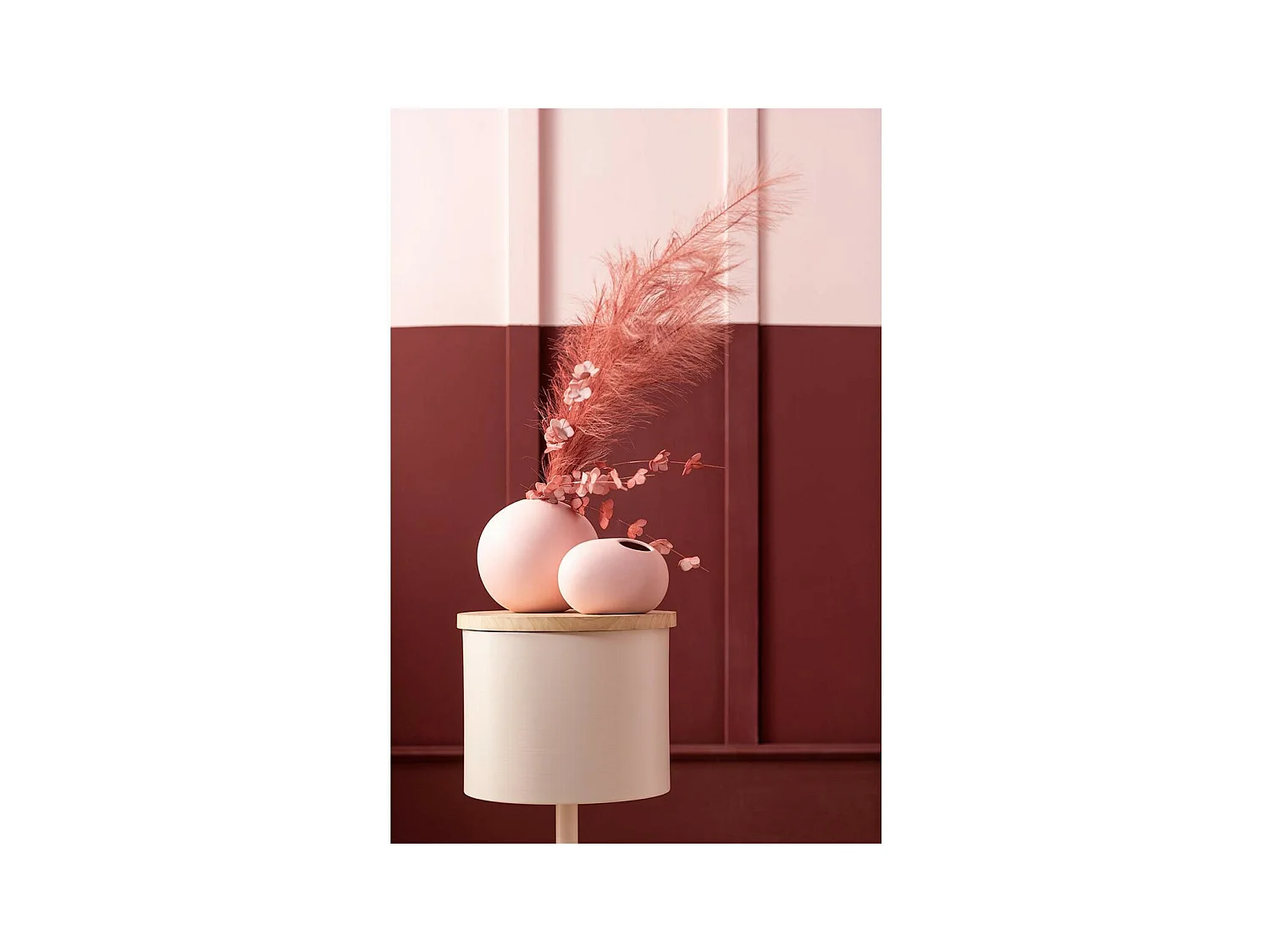 Vase Design "Boule Céramique" 18cm Rose Pastel