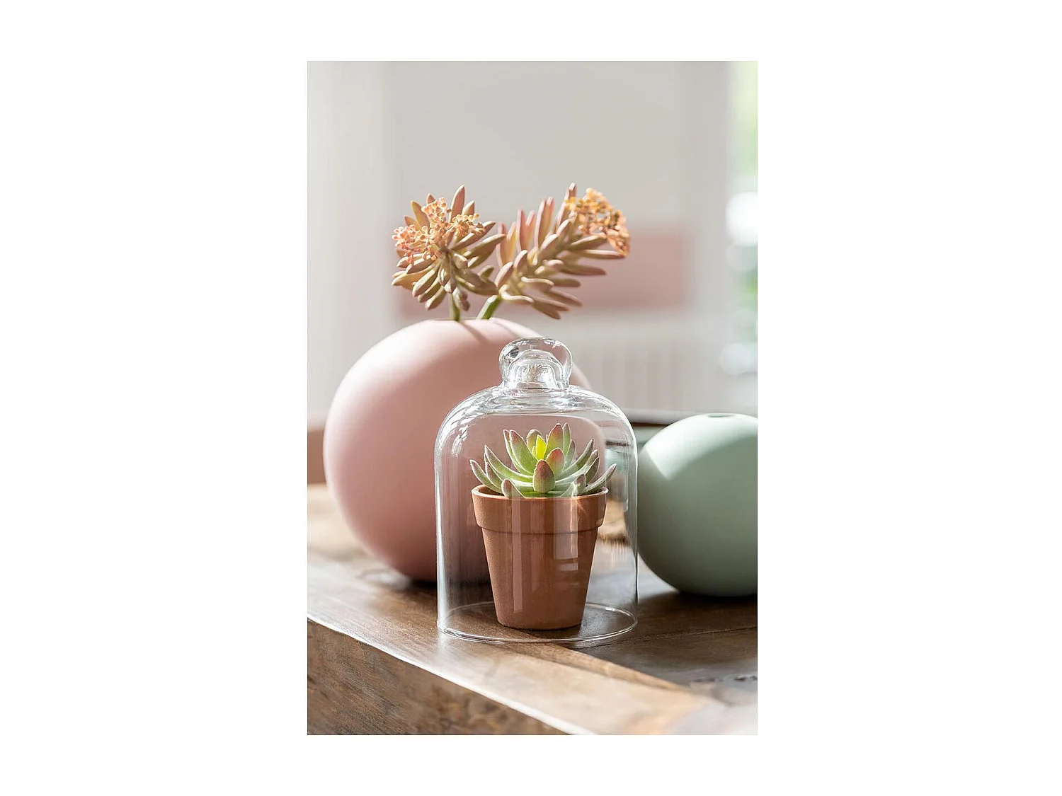 Vase Design "Boule Céramique" 18cm Rose Pastel