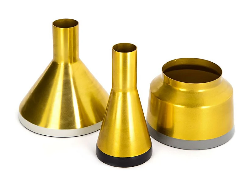 Lot de 3 Vases Déco "Culture" 16cm Blanc & Or