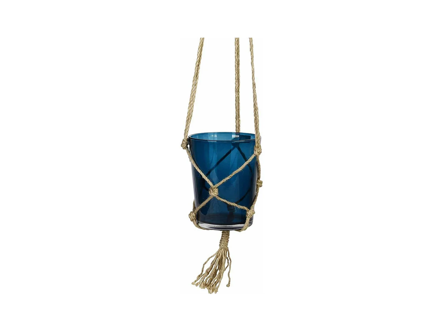 Pot en Verre Suspendu "Chanvre" 13cm Bleu Indigo