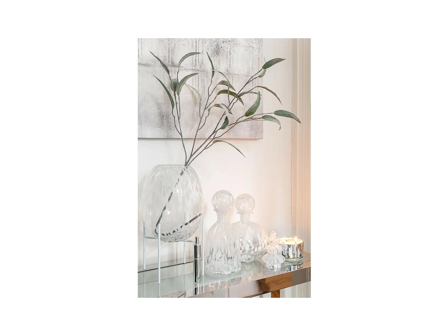 Vase sur Pied Design "Pois Déco" 37cm Transparent