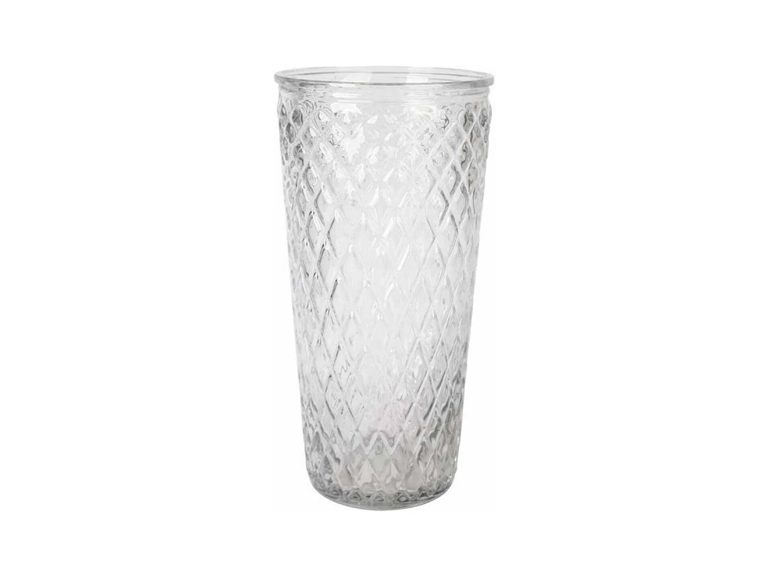 Vase Déco en Verre "Relief Losange" 23cm Transparent