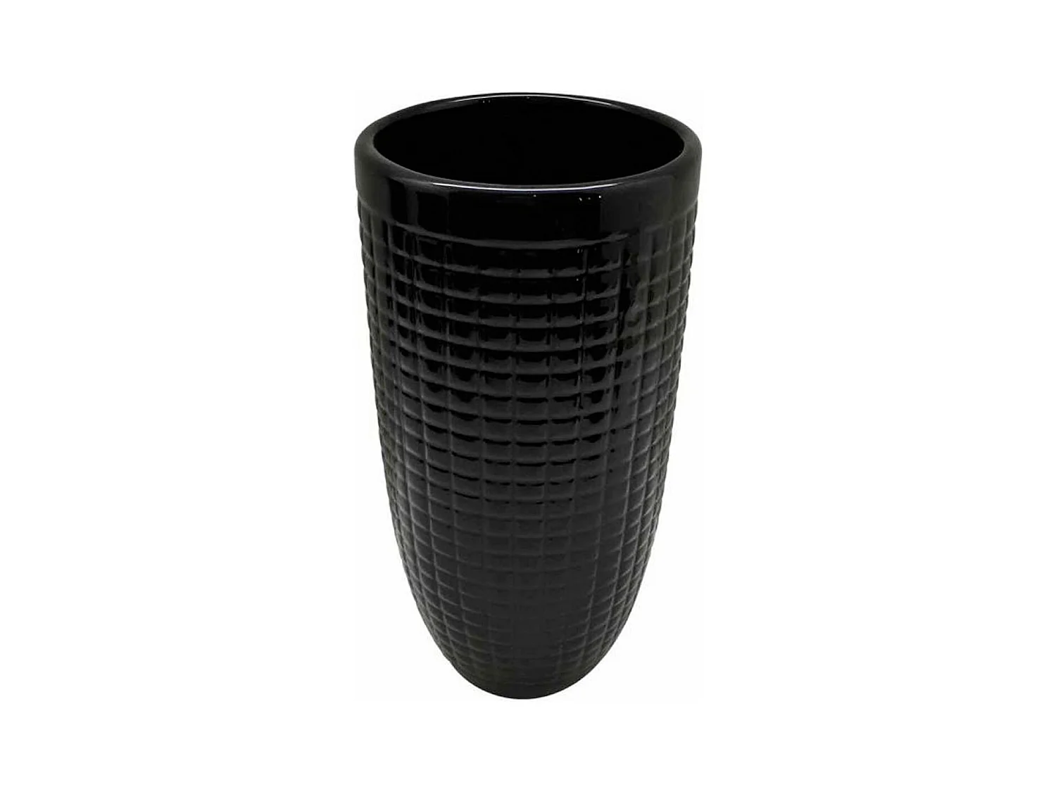 Vase Déco en Céramique "Quadri" 27cm Noir