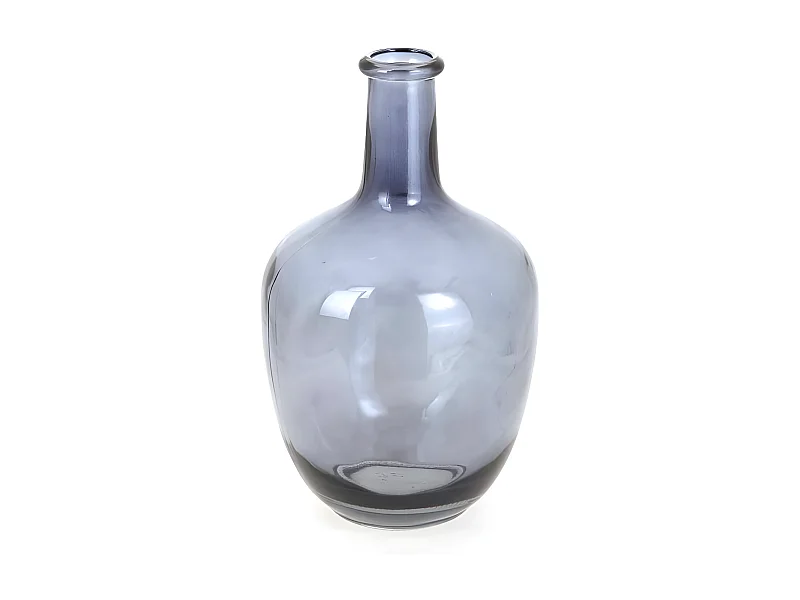 Vase Déco en Verre "Jarre" 30cm Bleu Gris