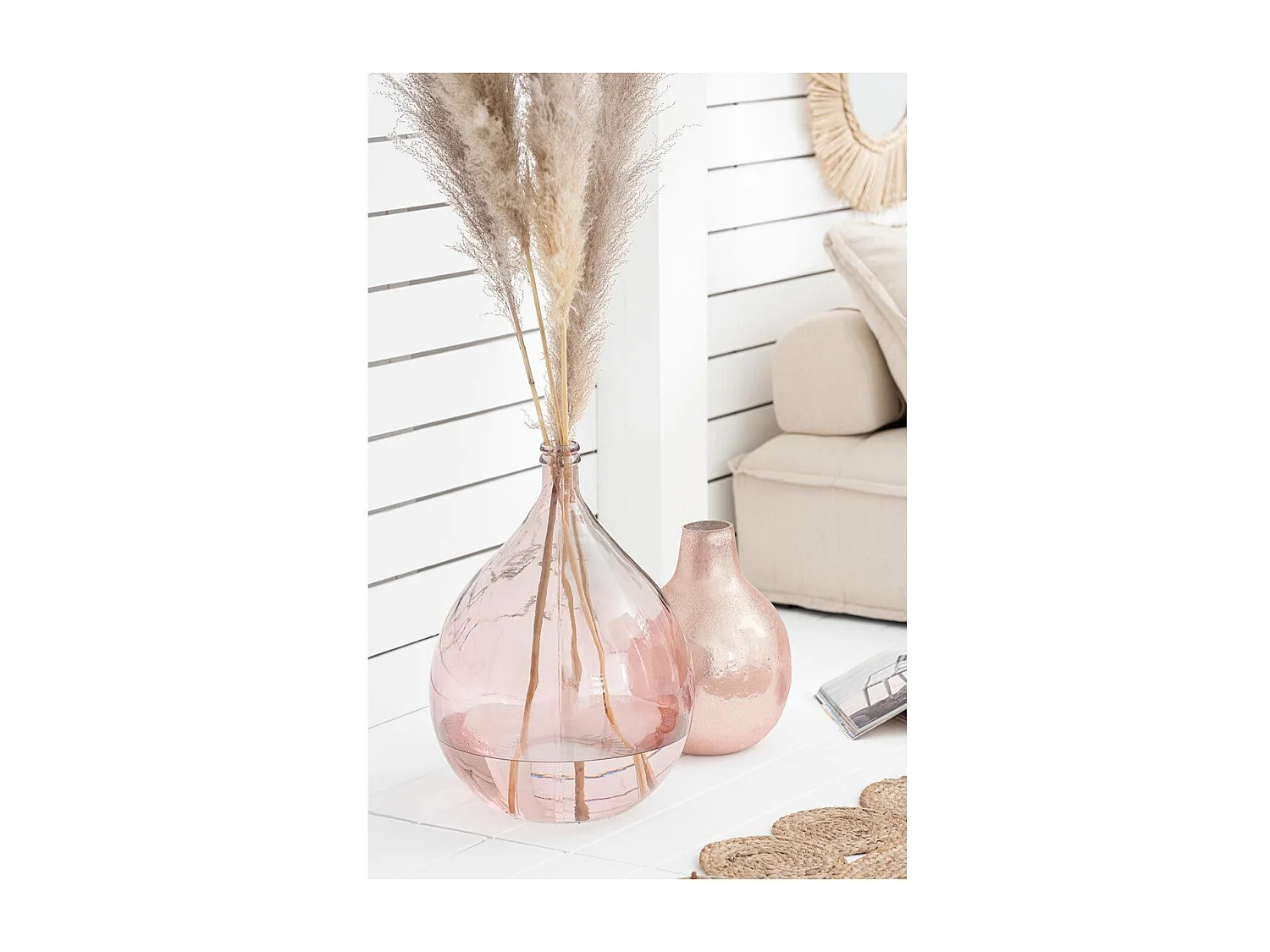 Vase en Verre Design "Lisbonne" 56cm Saumon