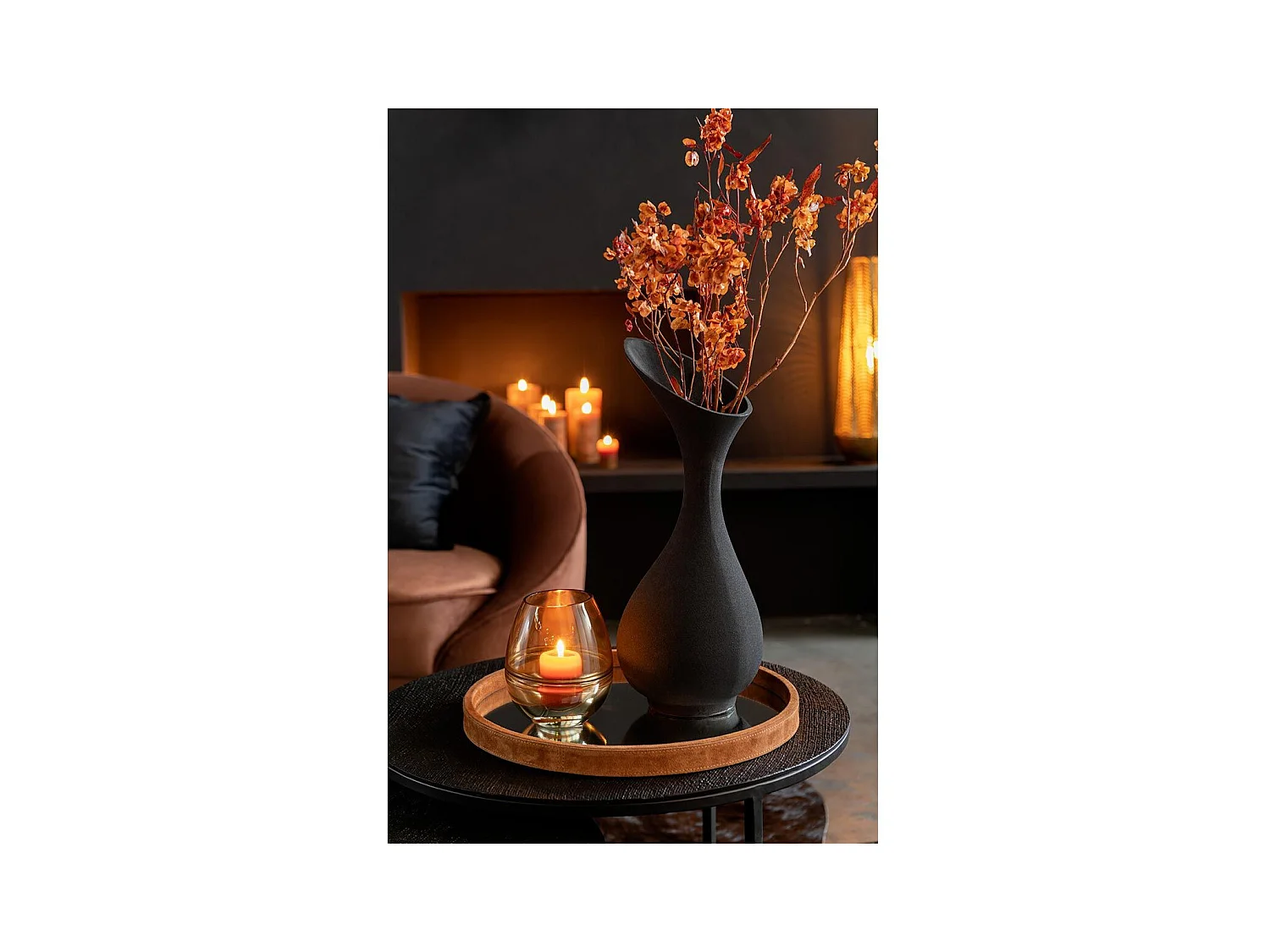 Vase Design en Aluminium "Olivia" 77cm Noir