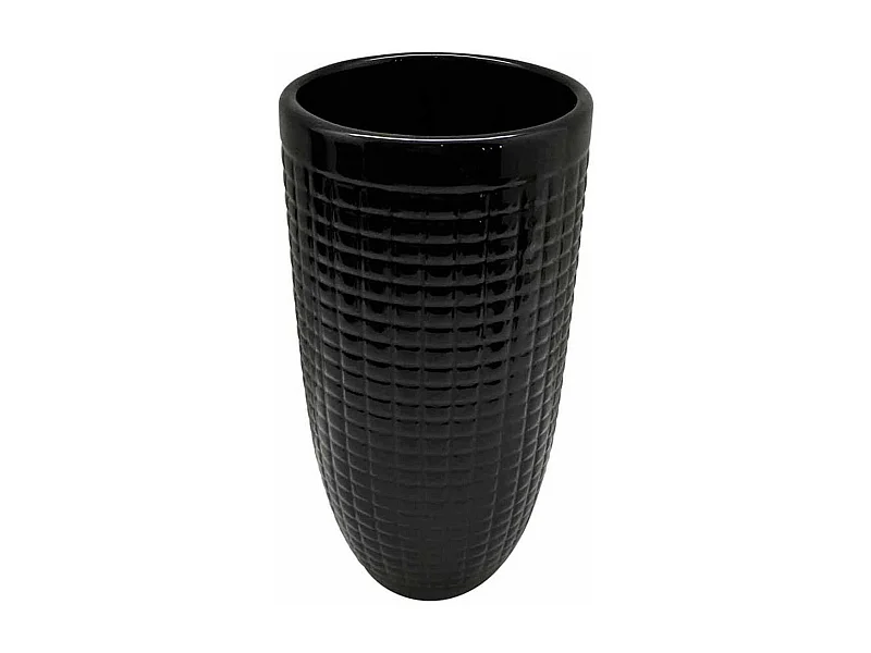 Vase Déco en Céramique "Quadri" 24cm Noir