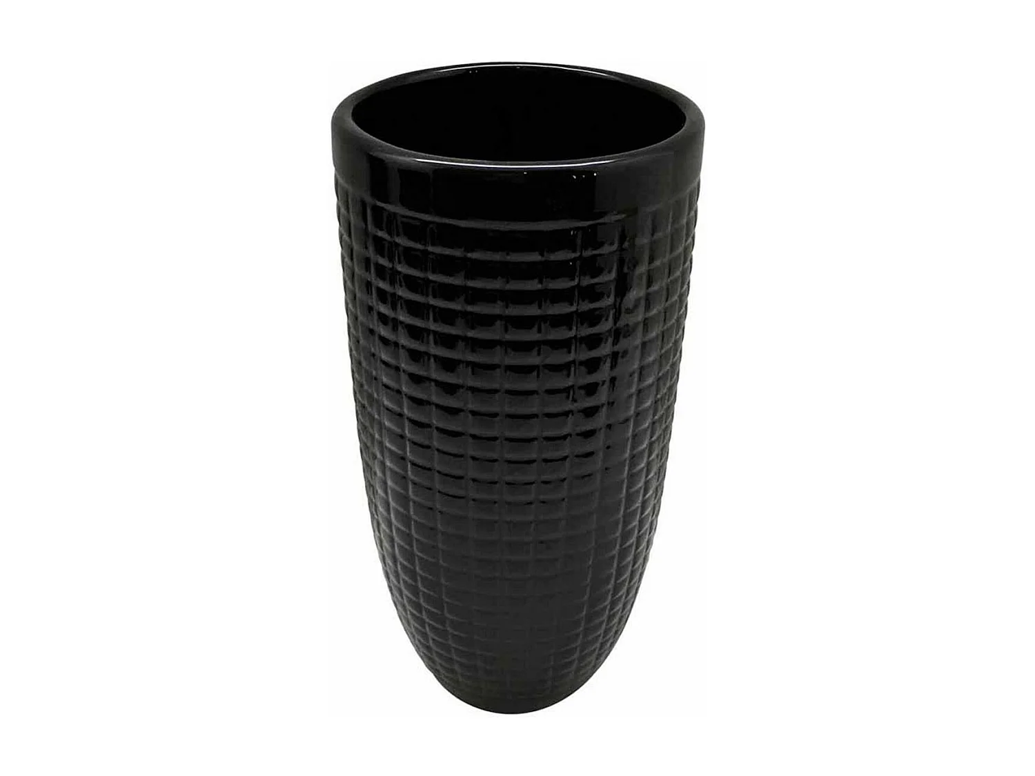 Vase Déco en Céramique "Quadri" 24cm Noir