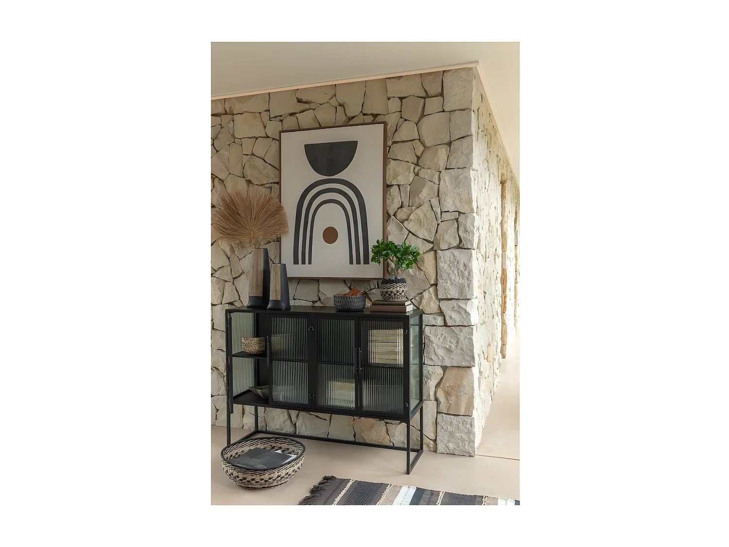 Vase Long Design en Céramique "Maria" 29cm Noir