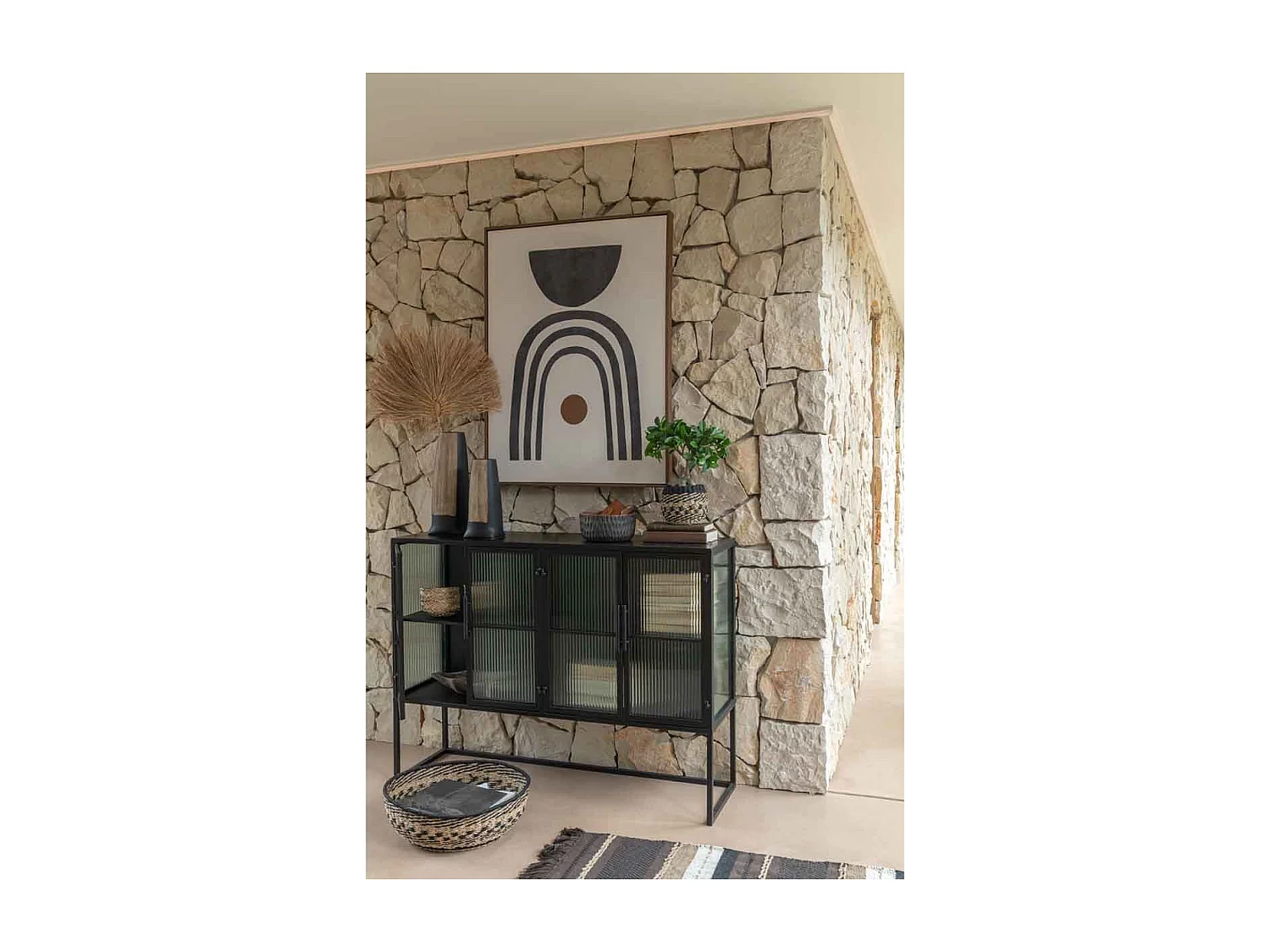 Vaso alto in ceramica nera 12x12x29 cm