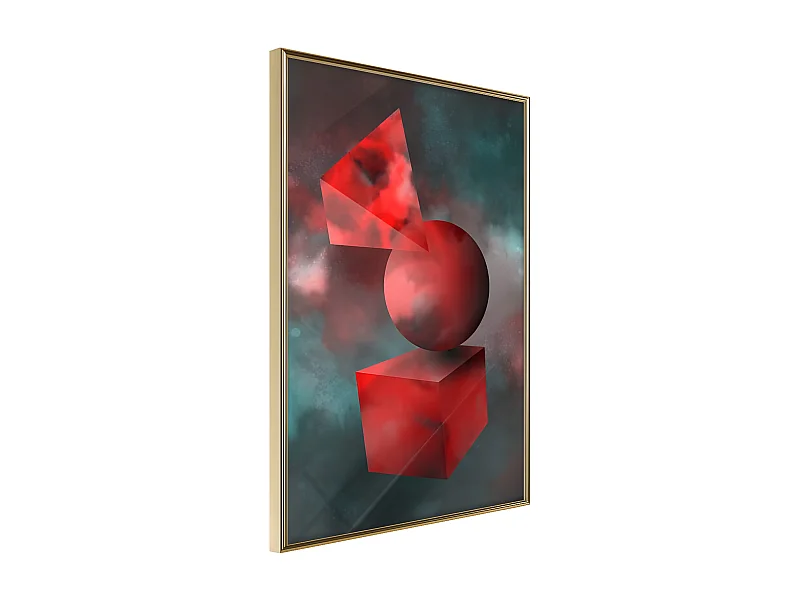 Affiche Murale Encadrée "Red Solid Figures" 21 x 30 cm Or