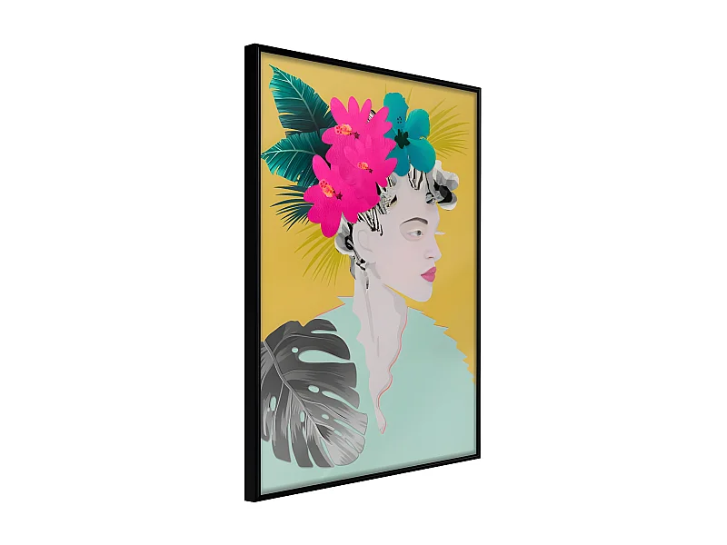 Affiche Murale Encadrée "Crown of Flowers" 21 x 30 cm Noir