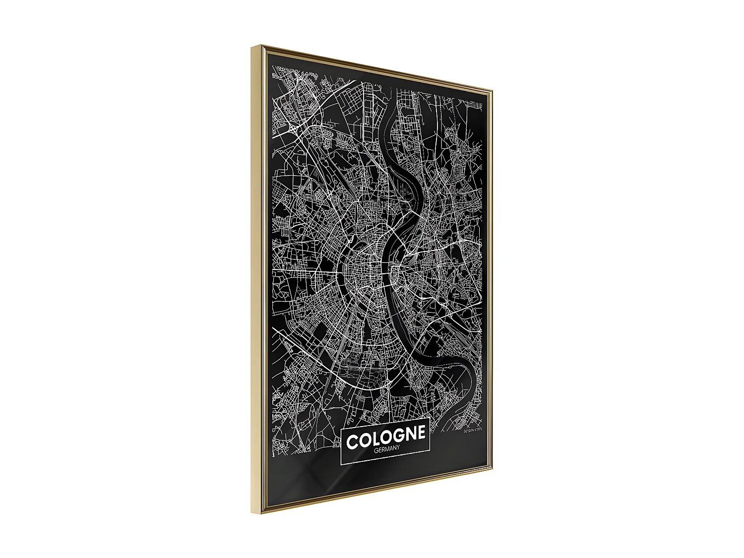 Affiche Murale Encadrée "City Map Cologne Dark" 30 x 42 cm Or