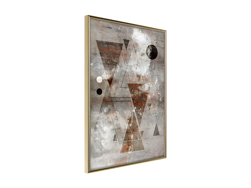 Affiche Murale Encadrée "Brick-Built Triangles" 30 x 42 cm Or