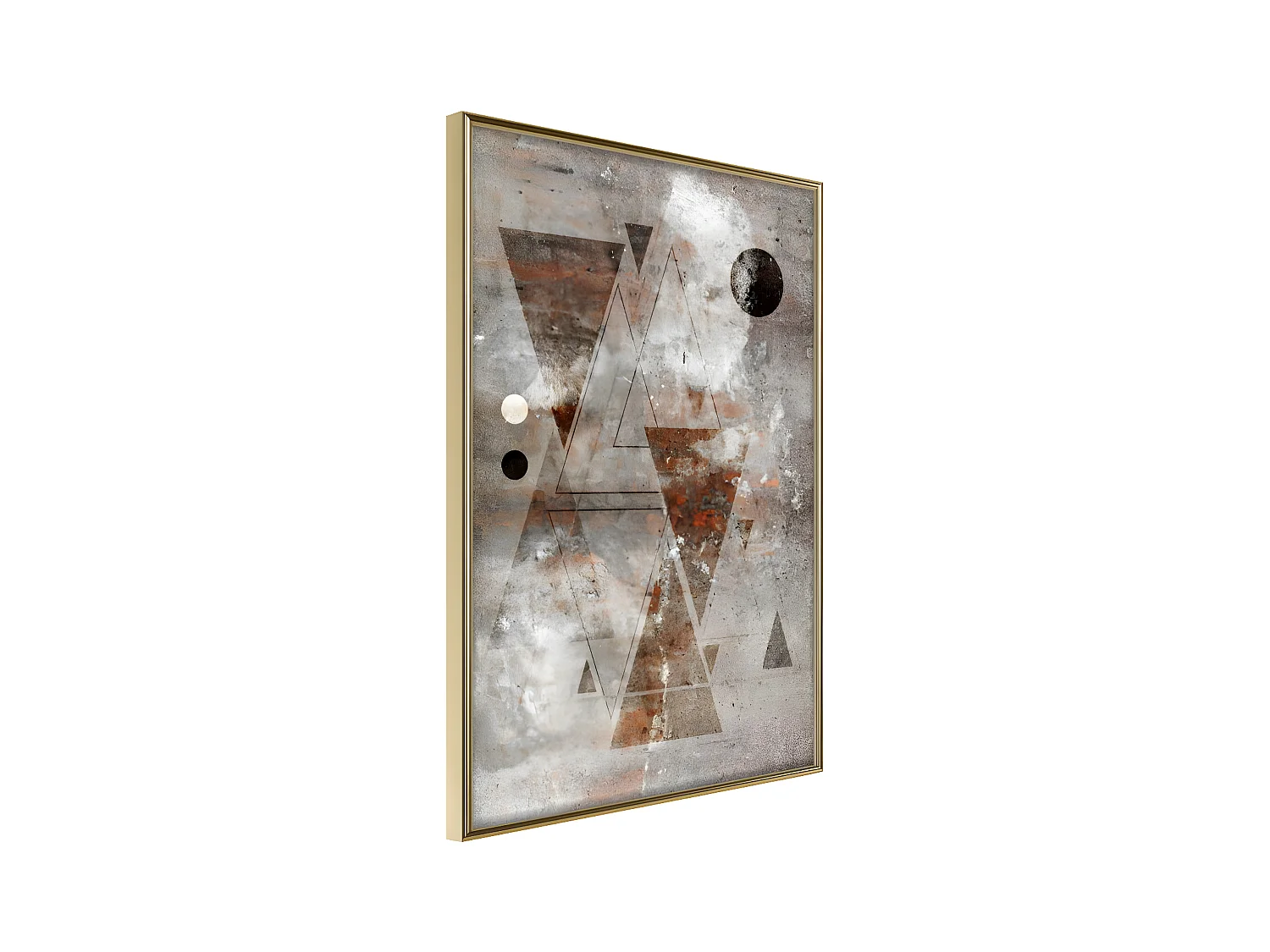 Affiche Murale Encadrée "Brick-Built Triangles" 30 x 42 cm Or