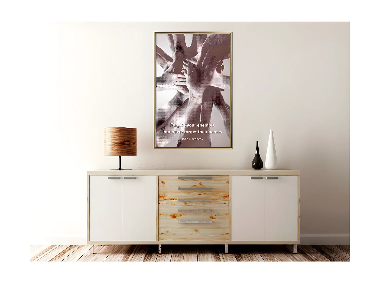 Affiche Murale Encadrée "Hands" 40 x 60 cm Or