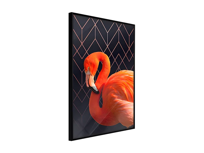 Affiche Murale Encadrée "Orange Flamingo" 30 x 42 cm Noir