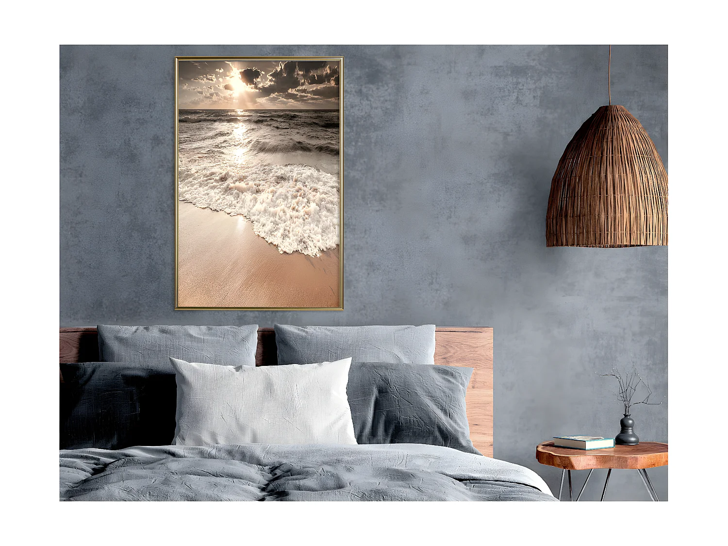 Affiche Murale Encadrée "Beach of Memories" 40 x 60 cm Or