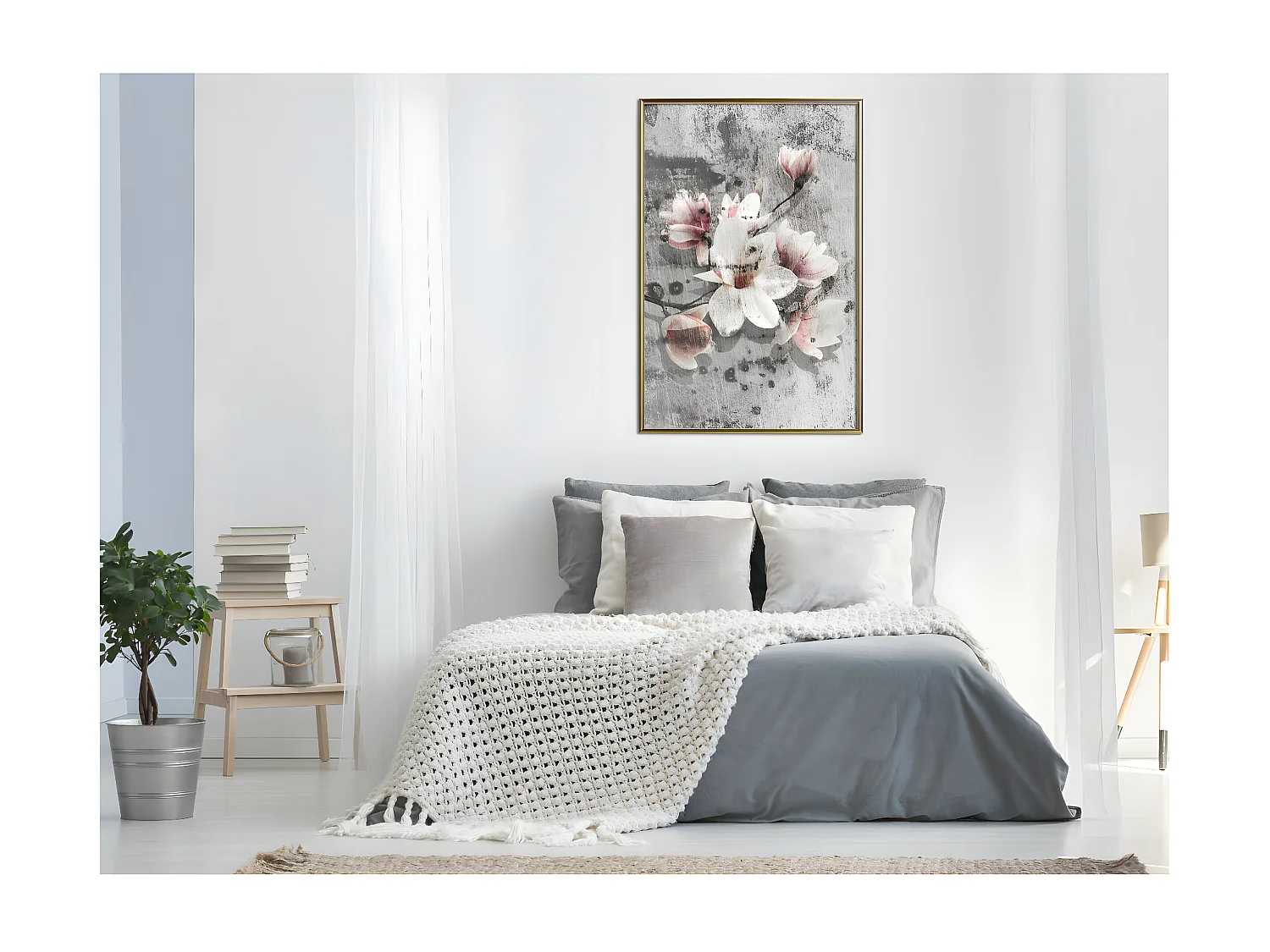 Affiche Murale Encadrée "Flowers on Concrete" 40 x 60 cm Or