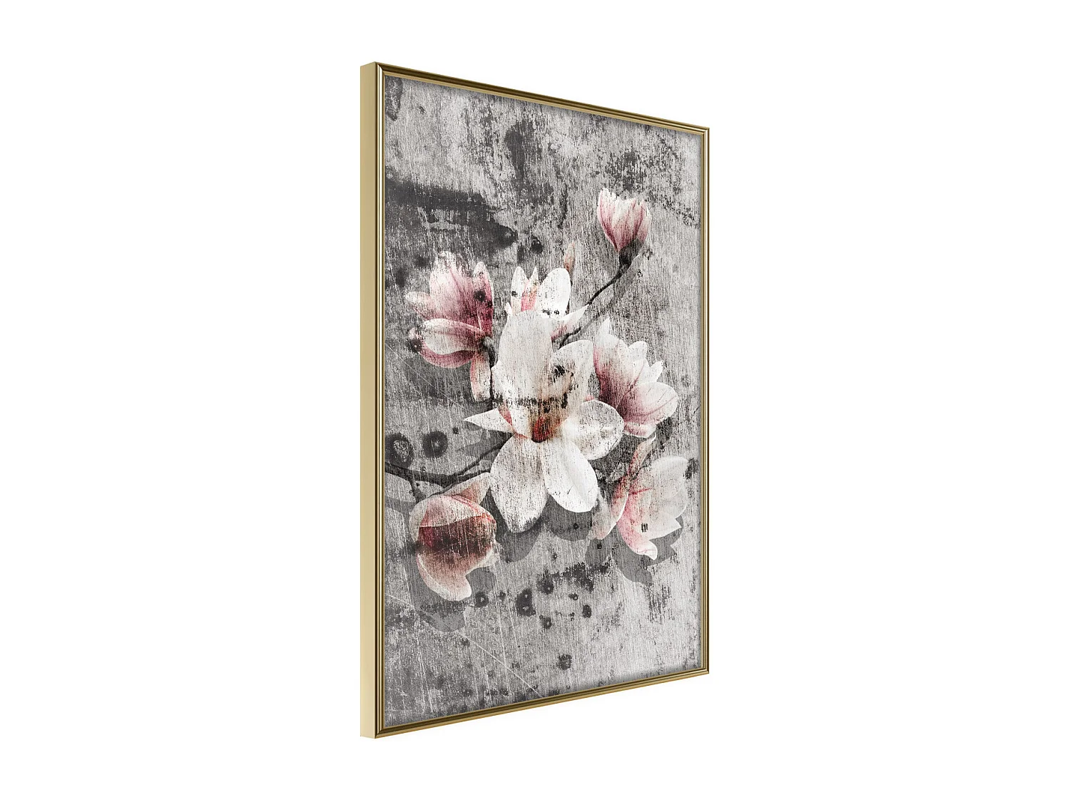 Affiche Murale Encadrée "Flowers on Concrete" 40 x 60 cm Or