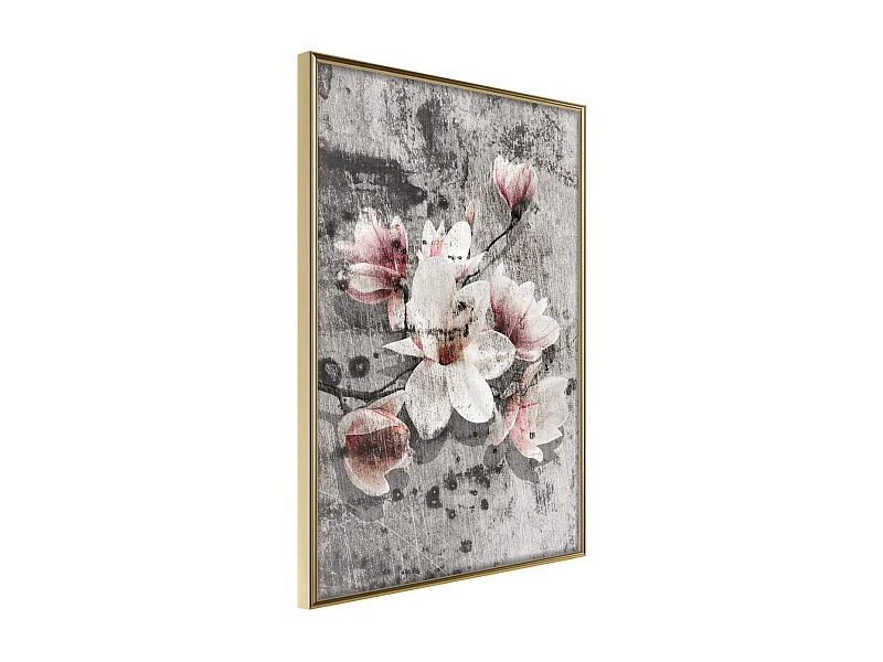 Affiche Murale Encadrée "Flowers on Concrete" 40 x 60 cm Or