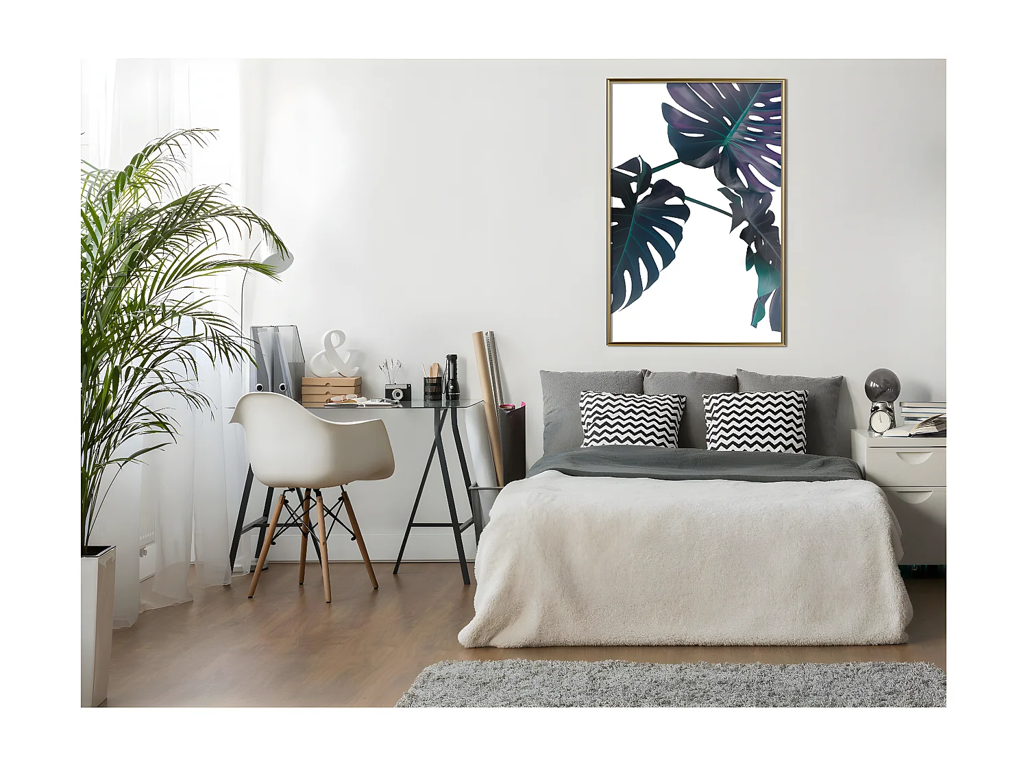 Affiche Murale Encadrée "Evergreen Monstera" 40 x 60 cm Or