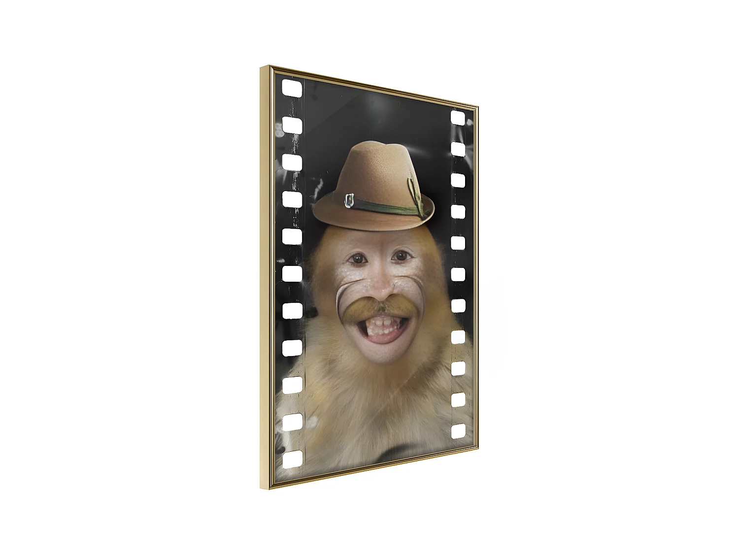 Affiche Murale Encadrée "Dressed Up Monkey" 30 x 42 cm Or