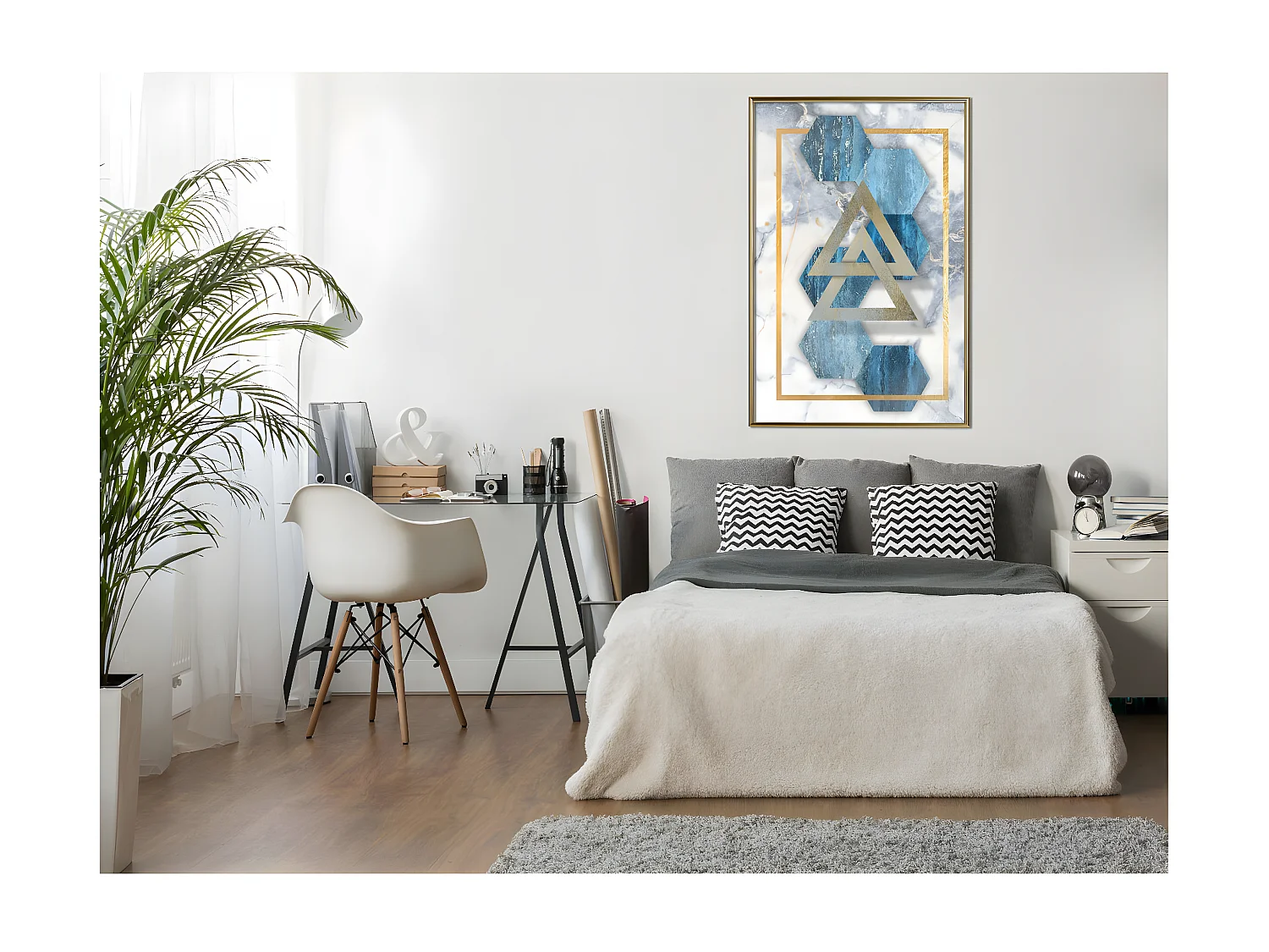 Affiche Murale Encadrée "Marble Composition I" 40 x 60 cm Or